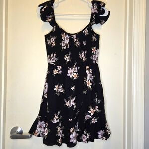 NWT Band of Gypsies black and pink  floral print mini dress